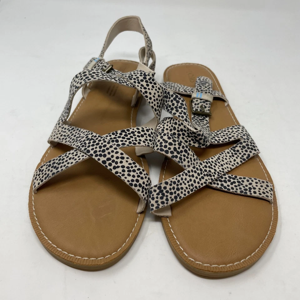 Sandalias TOMS para mujer SICILIA macadmia mini estampado de guepardo gamuza talla 11M manchadas Foto 4 de 4