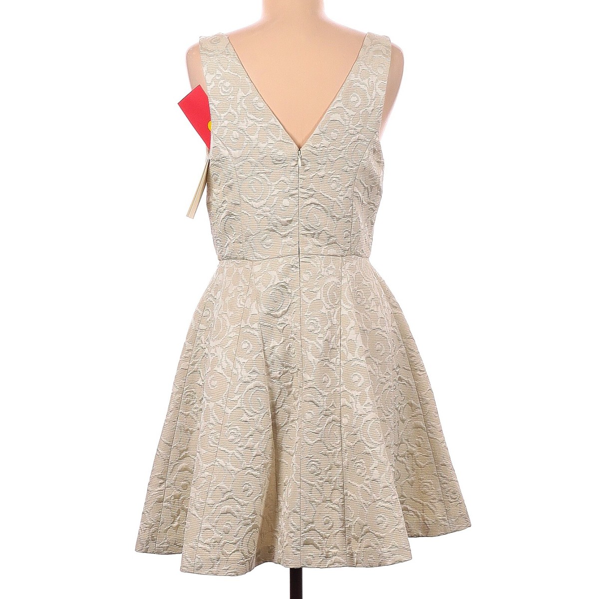 Erin by Erin Fetherston Coco Jacquard Gold Embossed Fit & Flare Mini Dress Sz 8 View 2