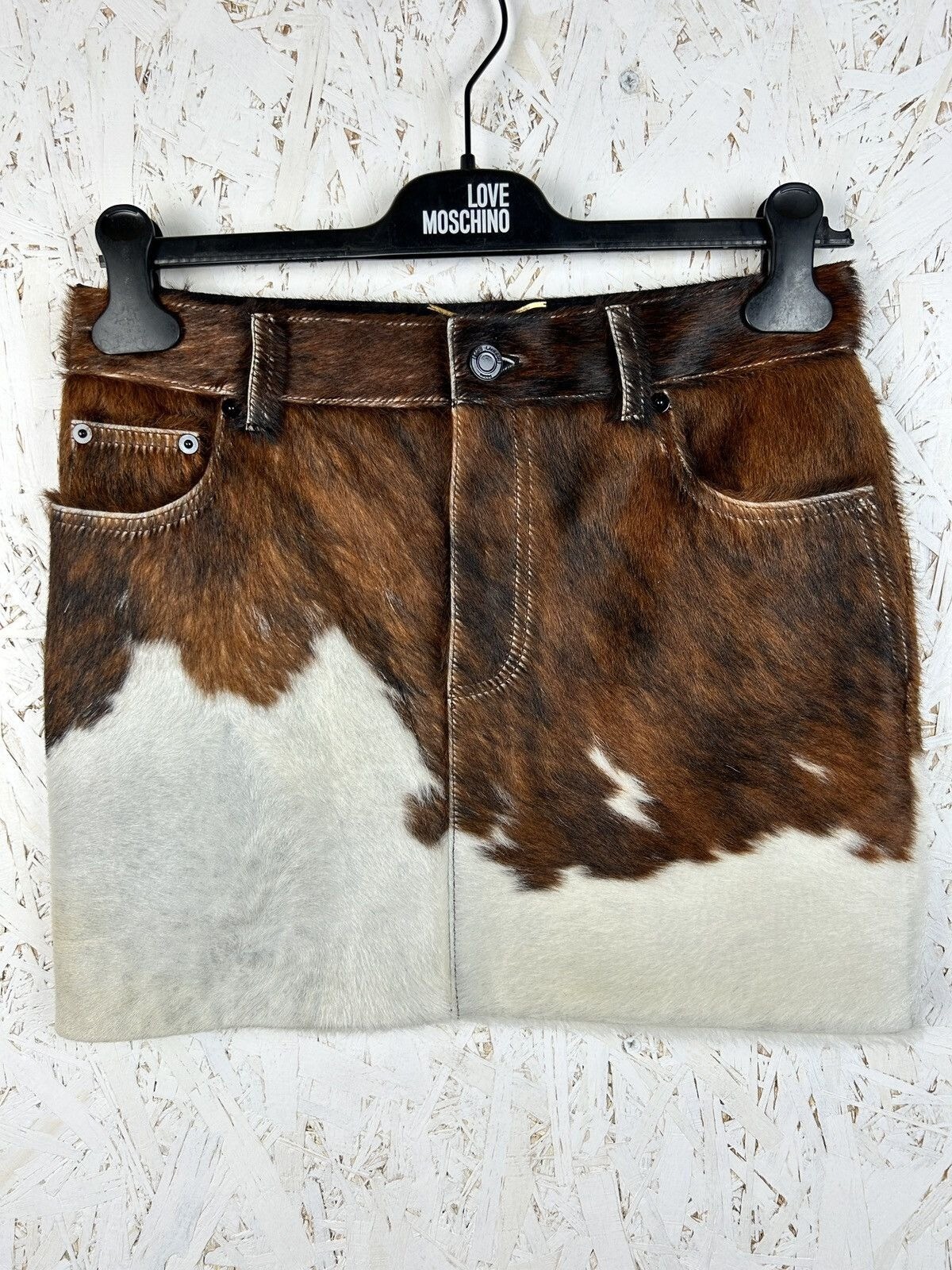 Gonna foderata in seta con capelli di vitello Saint Laurent FR36