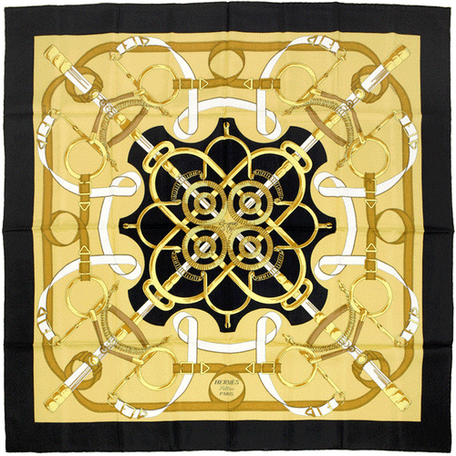 Hermes Scarf EPERON D'OR 90cm Silk Foulard Carre HENRI D'ORIGNY