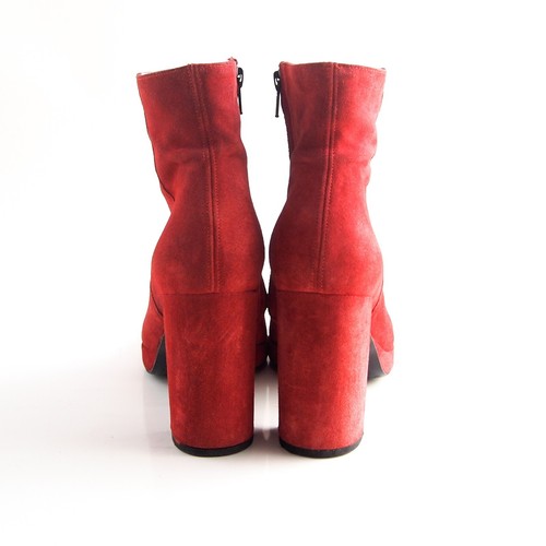 FREE LANCE Stivali Caviglia Tacco Alto Rosso Camoscio Donna US 8 Eu 38 - Foto 7 di 11