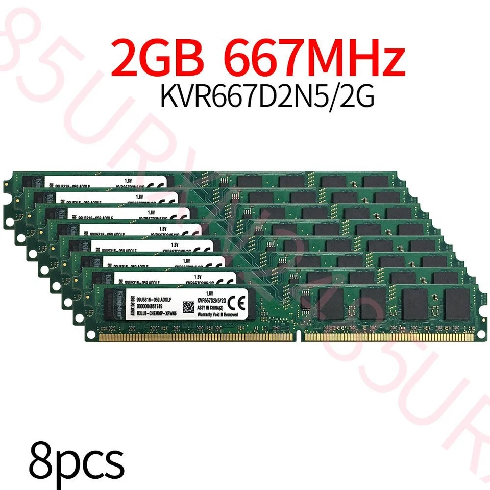 Kingston 20GB 16GB 8GB 4GB 2GB DDR2 667Mhz PC2-5300U KVR667D2N5/2G Memory Lot AB - Image 3 of 4