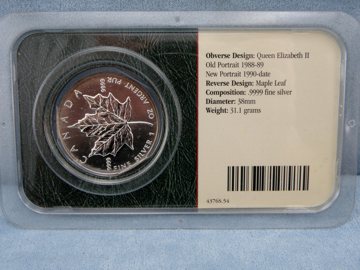 1999 $5 Canada Silver Maple Leaf 1 oz .9999 Fine Silver,Queen