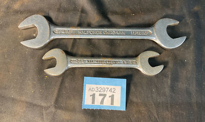 #ad 2 HALFORDS SPANNER WRENCH TOOL VINTAGE USED CLASSIC AUTO 1 2 7 16 3 4 11 16 AF GBP 9.50
