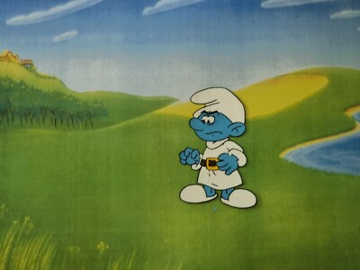 Hanna Barbera Original 1980er Vintage TV SCHLÜMPFE Animation Kunst Produktion Cel #518