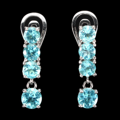 Sommer 925 Silber Ohrringe Runde Apatit 5mm Edelstein Schmuck