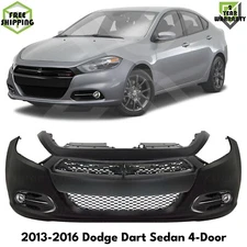 Front Bumper Cover Fascia Kit & Fog Lights Set For 2013-2016 Dodge Dart