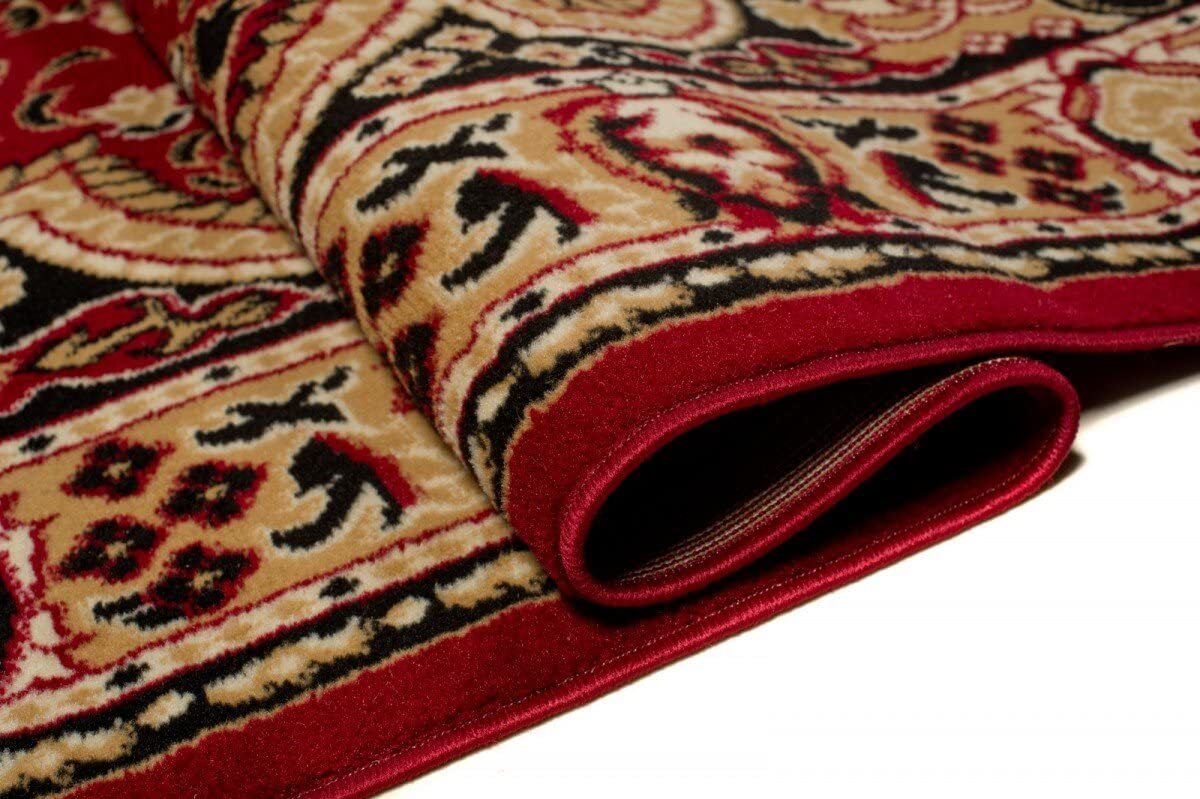Orientalisch Vintage Teppich Kurzflor Wohnzimmerteppich Beige Rot Grün Braun