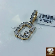 Real 10k Gold Natural Diamond G Initial Alphabet Charm Pendant