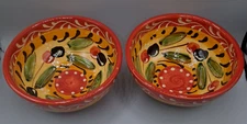 Pier 1 one painted olive bowls set of 2 made in Spain