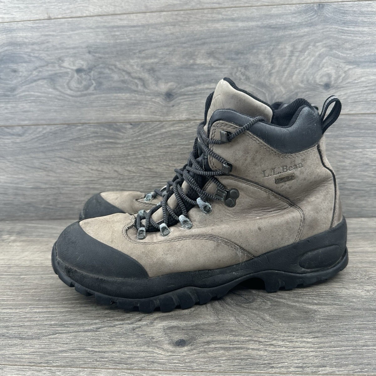 LL Bean Men's Lace Up Hiking Boots Size Brown Black Leather Upper