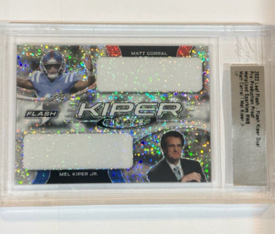 2022 Leaf Flash Duals 1/1 Mel Kiper Jr MATT CORRAL OLE MISS VIKINGS CAR  1 OF 1