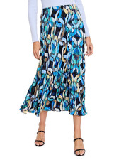 NIC ZOE Women Wave Links Midi Skirt Blue Multi Size XL