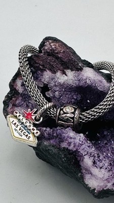 Vintage Brighton ''Beverly Glam'' Mesh Bracelet   Las Vegas & LOVE Charms