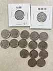 Lot of 17 Buffalo Nickels -  1919-1937  - all different 2 carded  #105