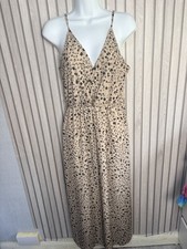 Shein Floral Maxi Dress UK 12 US 8 Beige Black Wrap Style Strappy