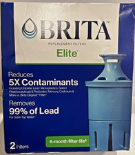 Brita Elite Replacement Water Filter 2 Pack, New and Sealed 6 Month Filter Life