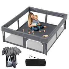Portable Foldable Baby Playpen 63"x63" for Indoor Outdoor Use with Gate