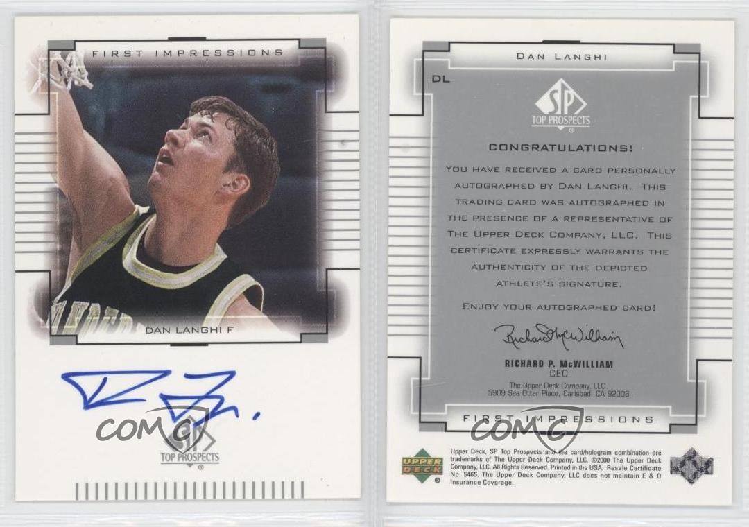 2000-01 SP Top Prospects First Impressions Dan Langhi #DL Rookie Auto RC 0c2