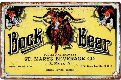 Bock Beer Advertising Art Tin Sign All Metal up to 12x 18''