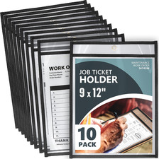10 Pack Job Ticket Holders 9X12 - Clear Sheet Protectors - Reusable Dry Erase Po