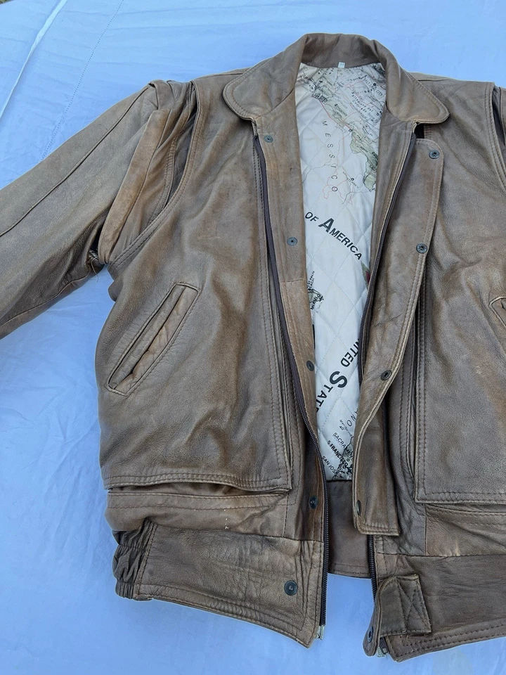 Vintage Leather Bomber Jacket Made In Italy (Vera Pelle) XXL - Image 4 of 4