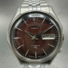 Seiko Automatic Watch Men 37mm Brown Dial Silver Tone Daydate Round Runs Custom