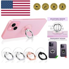 Cell Phone Ring Holder, Transparent Ring Holder 360 Rotation Finger Ring Stan...