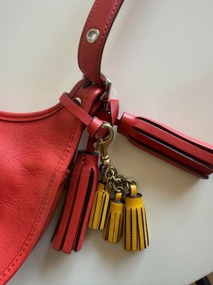 Near Mint] Coach Legacy 19925 Amanda Flap Coral Red Leather