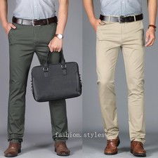 Chino Slim Fit Mens Straight Leg Casual Stretch Dress Skinny Pants Size 30-40