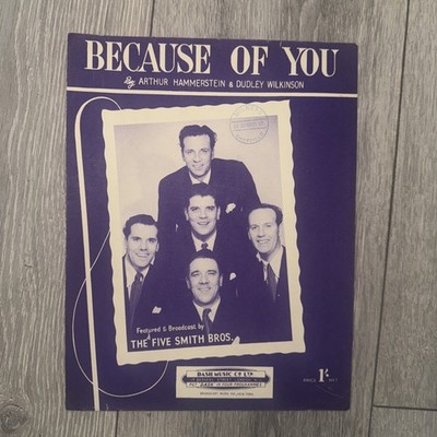 Noten - ''Because of you'' - vorgestellt und ausgestrahlt von The Five Smith Bros..