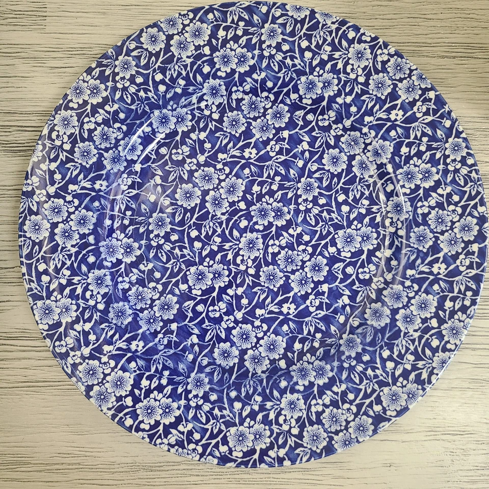 2 Churchill England Blue + White 10.5" Floral Plate Queen's Calico Chintz Cobalt - Image 4 of 4