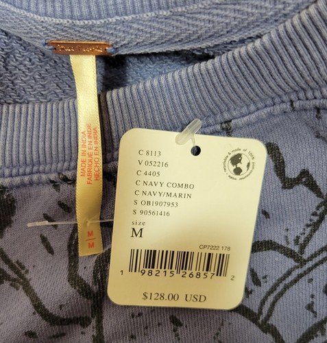 NEW SOLD OUT Free People Blue Lounge Flowers Sweatshirt NWT M - Picture 7 of 7