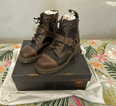 Dr. Martens 1460 Harness Mad Max Leather Combat Boots Black/Brown UK 7 EU 41