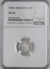 1854-P  H10C LIBERTY SEATED SILVER HALF DIME "ARROWS"  NGC VF25  #8404748-042