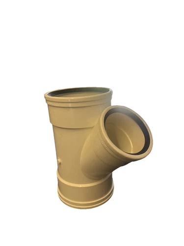 White PVC 6" x 6" x 4” 45 DEG WYE Gasketed Sewer Pipe Tee