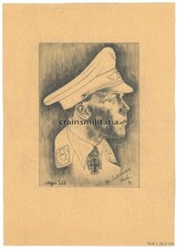 Orig. Zeichnung Portrait Jagdflieger Ass Major Luftwaffe Pilot - 1961