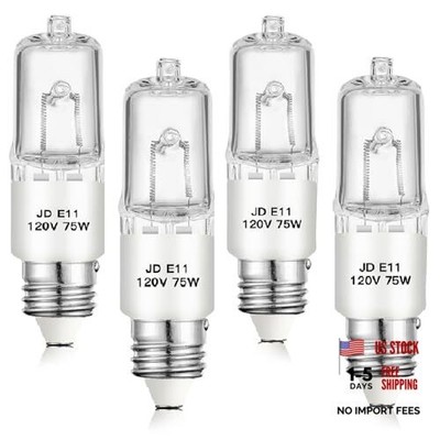E11 Halogen Bulb,120V 75W Halogen Candelabra Bulbs 4 Pack，T4 Mini Base 75w-4p