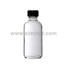 Boston Round 2 oz Clear Glass Bottles With Poly Cone Lined Black Caps