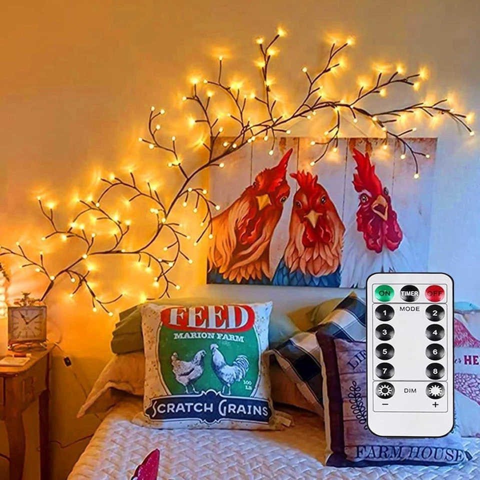 Luces de vid de sauce encantadas para pared: luz LED centelleante de rama de árbol de 7,5 pies para Foto 4 de 4