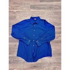 Van Heusen Flex Slim Fit Blue Striped Stretch Dress Shirt Mens Large 16-16.5