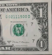 2017A $1 Bill Double Triple 0s And 1s Fancy Serial Number G02111500D E