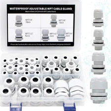 MAKERELE Plastic Waterproof Adjustable 38pcs NPT Cable KIT BOX, Grey 