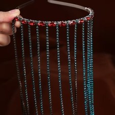 Elegant Rhinestone Headband with Tassels - Sparkling Black Hair Accessory