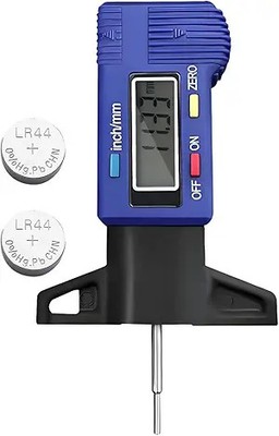 Digital Tire Tread Depth Gauge with LCD Display, 1 Inc/25.4 mm Me Color: Blue