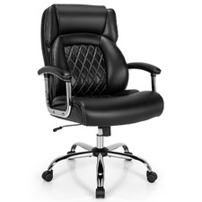 Costway 500LBS High Back Big Tall Office Chair Adjustable Leather Task Chair
