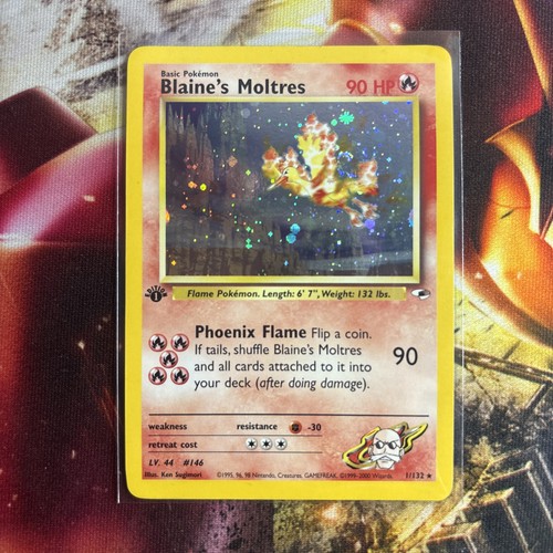 Blaine's Moltres 001/132 Gym Heroes Holo **SWIRL** - Picture 3 of 4