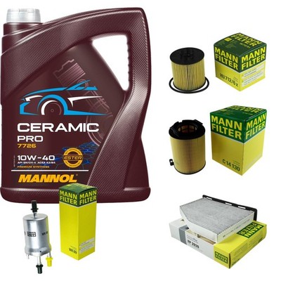 MANN Inspektionspaket 5L MANNOL Ceramic Pro 10W-40 für Audi A3 Sportback 8PA