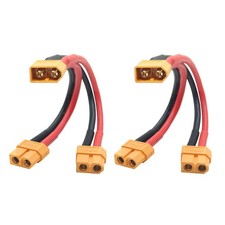 2pcs Short Xt60 Parallel Battery Connector Cable14awg 1 Male To 2 Female Y Split