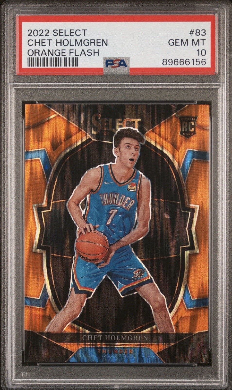2022 Select Chet Holmgren Orange Flash #83 PSA 10 Rookie OKC Thunder Champions